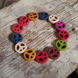 PEACE Sign Multi-Color Stretch Bracelet